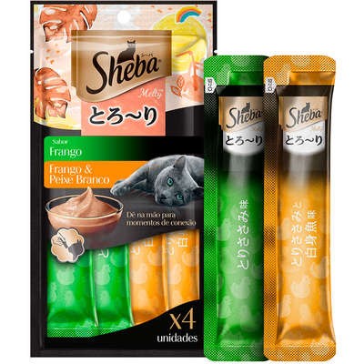 Petisco Sheba Cremoso Sabores Frango e Frango & Peixe Branco