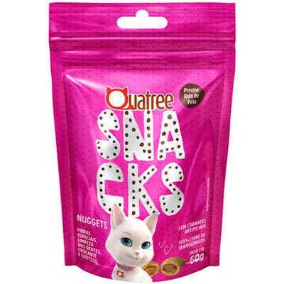 Snack Quatree para Gatos Adultos Sabor Frango Bola de Pelo