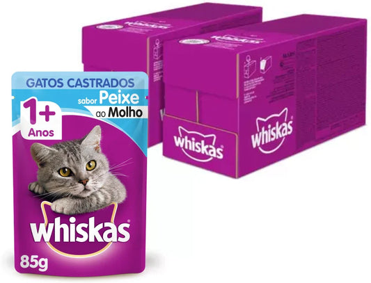 Kit Ração Úmida Whiskas Sachê para Gatos Adultos Castrados - 40 Unidades
